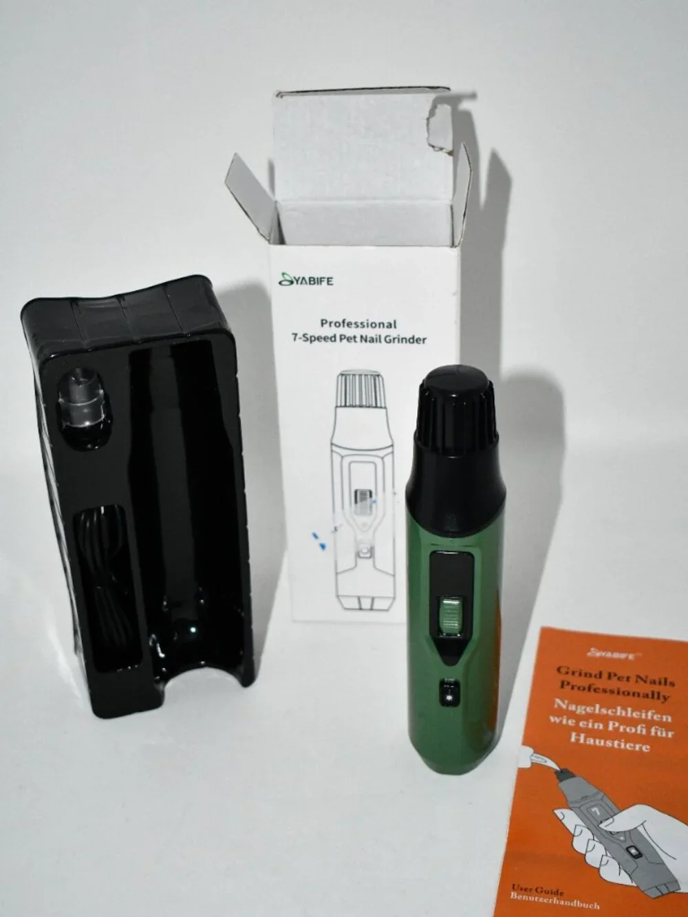 YABIFE 7-Speed Dog Nail Grinder, LED Light, Pet Nail Trimmer, NWT